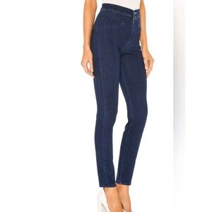 MOTHER The Blade Swooner High Rise Skinny Jeans Dark Blue Path to Paradise 27